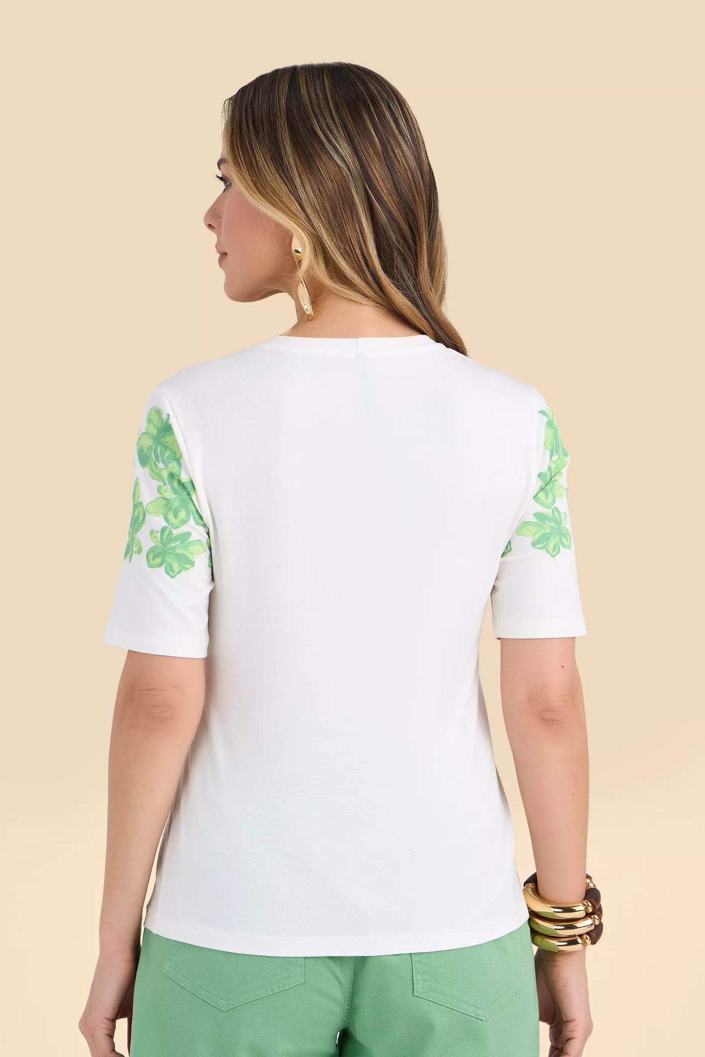 t-shirt malha manga curta estampada floral