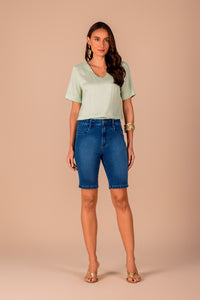 Blusa Viscose Manga Curta com Recortes
