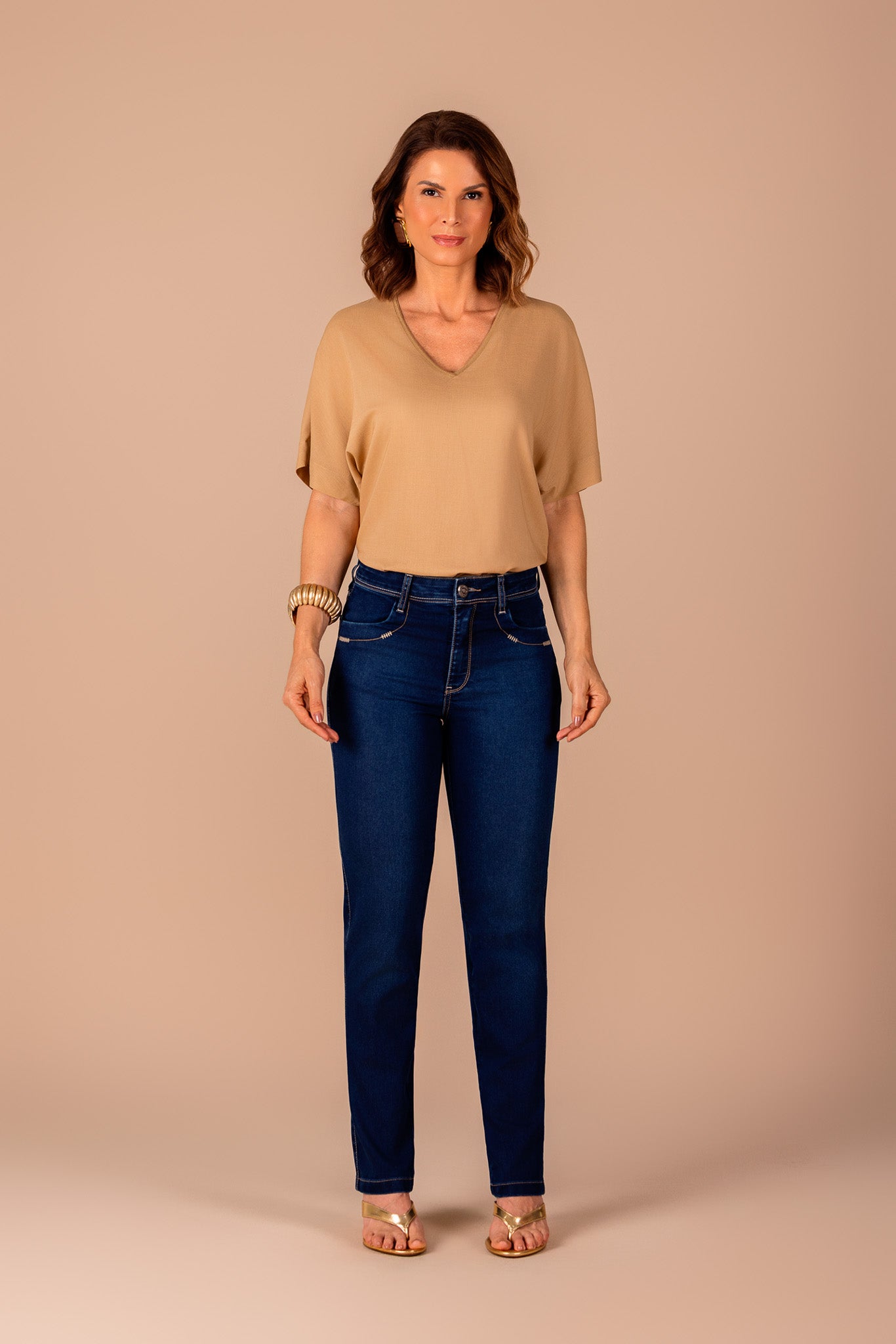 blusa viscose manga curta decote v com tricot