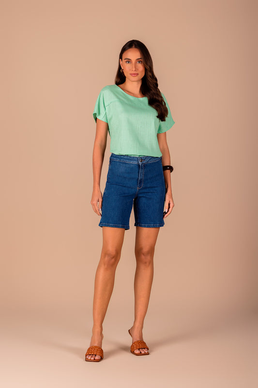 blusa viscose manga curta com pala e recortes