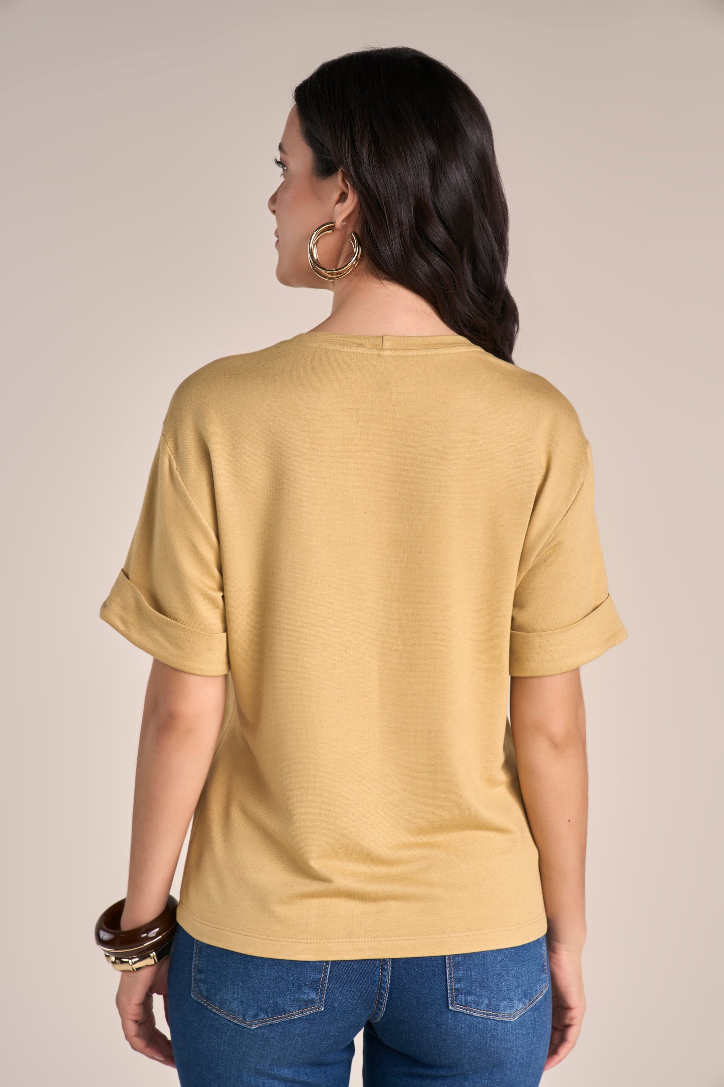 T-shirt Malha Manga Curta Estampa Folhagem