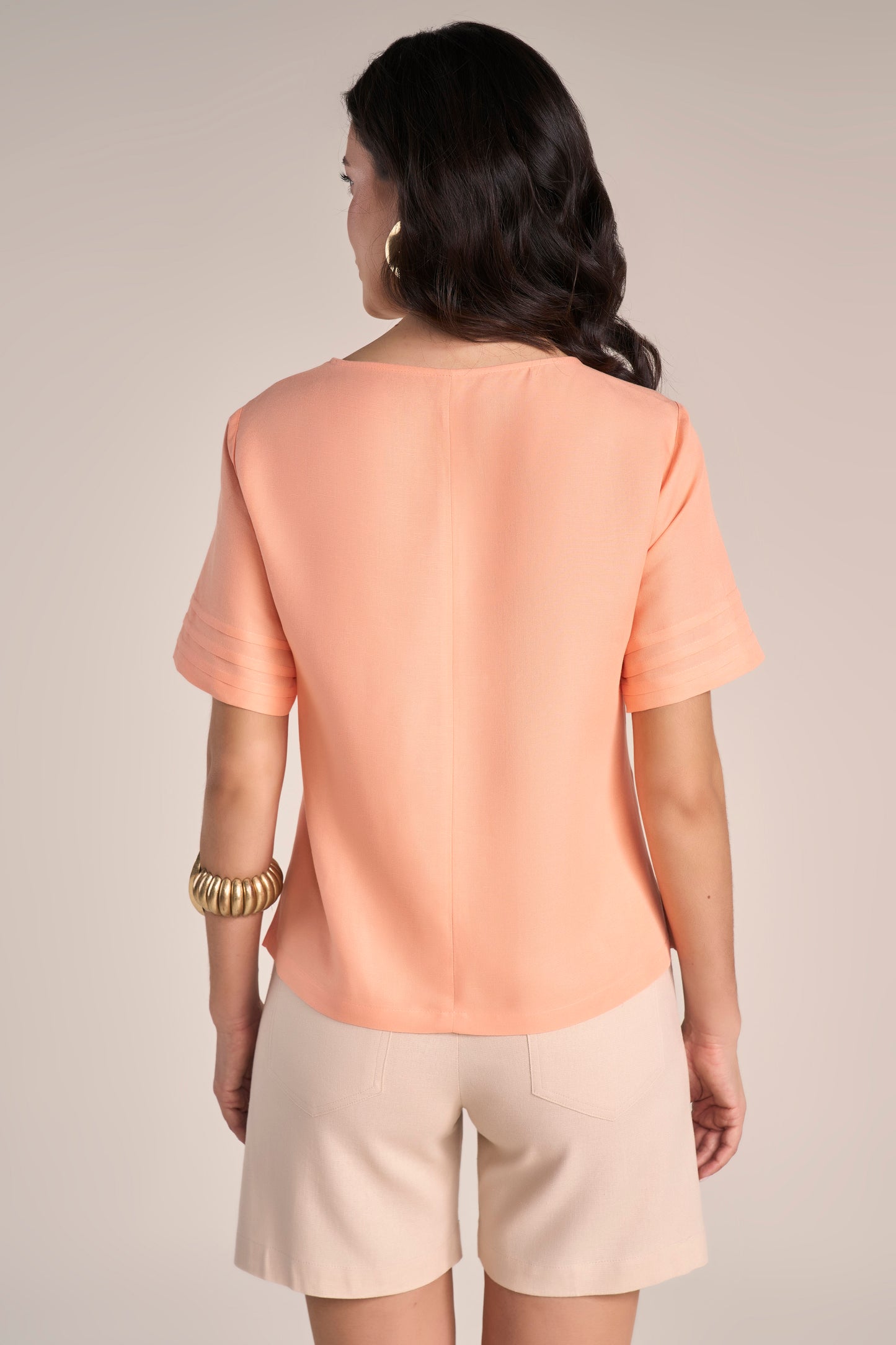 Blusa Viscose Manga Curta com Nervuras