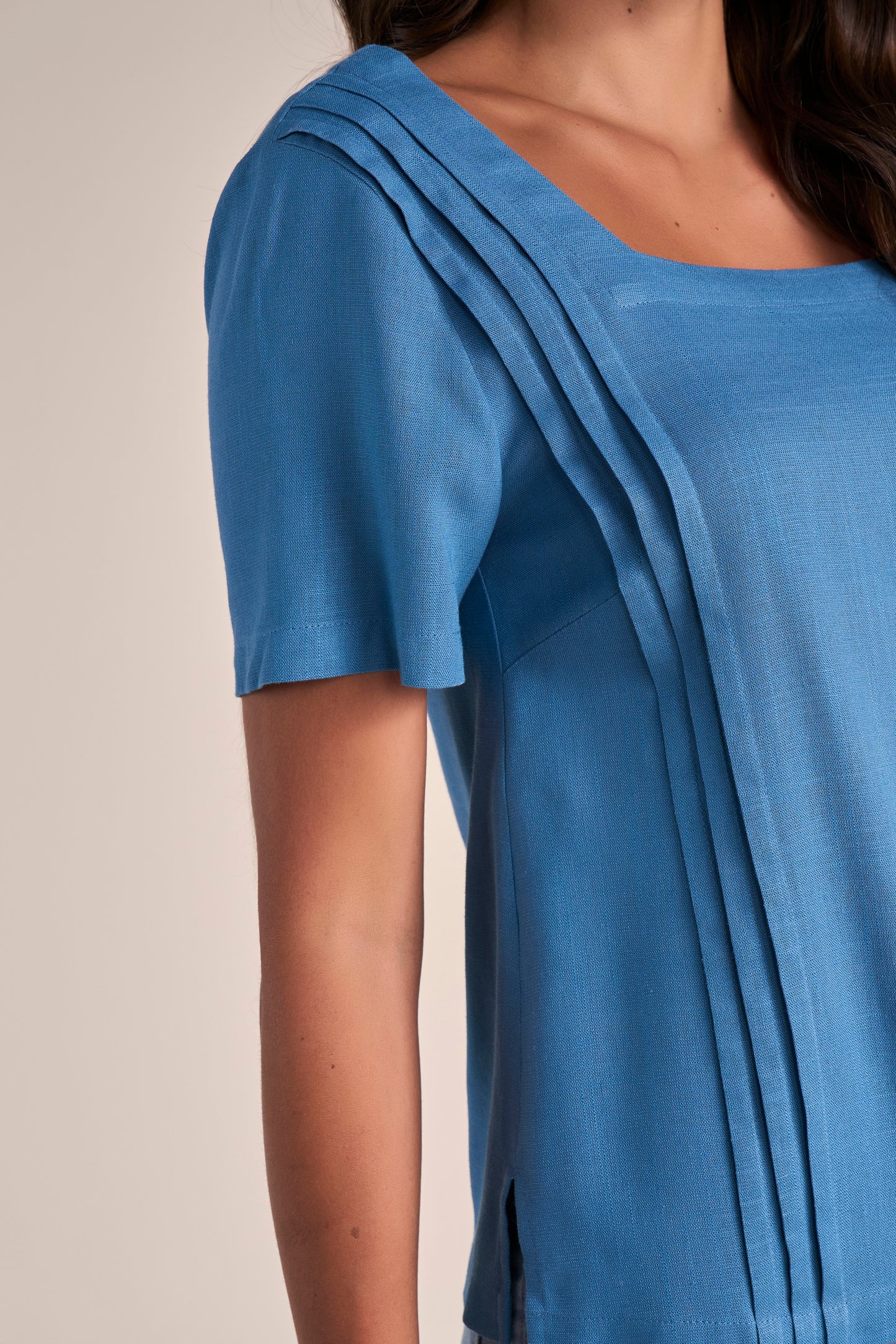 Blusa Viscose Manga Curta com Nervuras