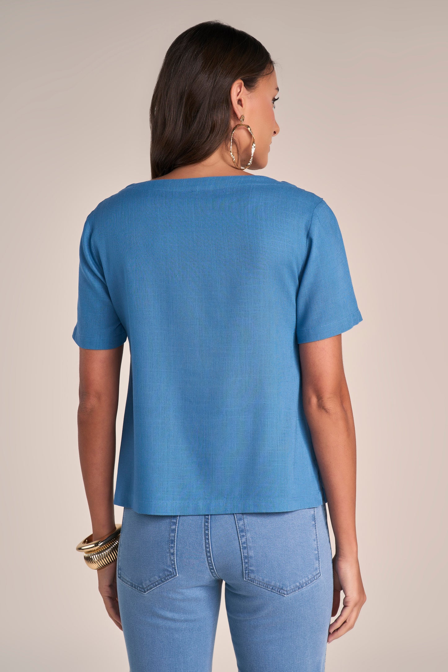 Blusa Viscose Manga Curta com Nervuras