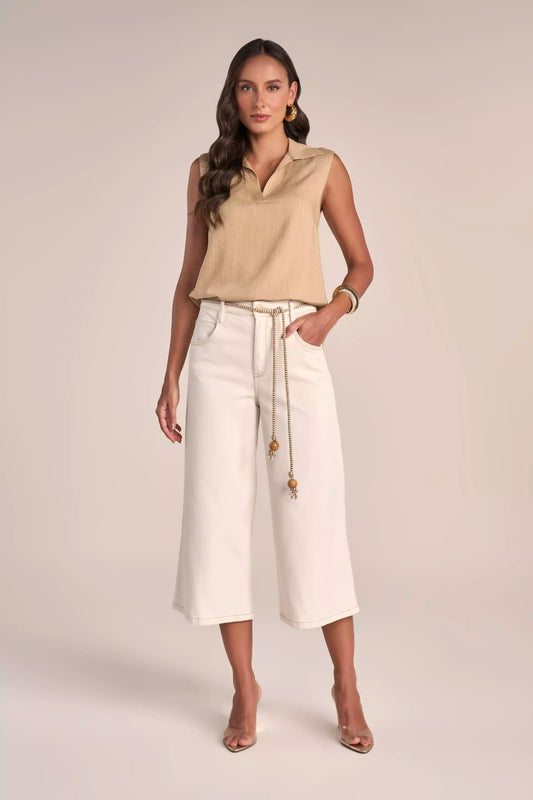 Blusa Viscose sem Manga com Gola