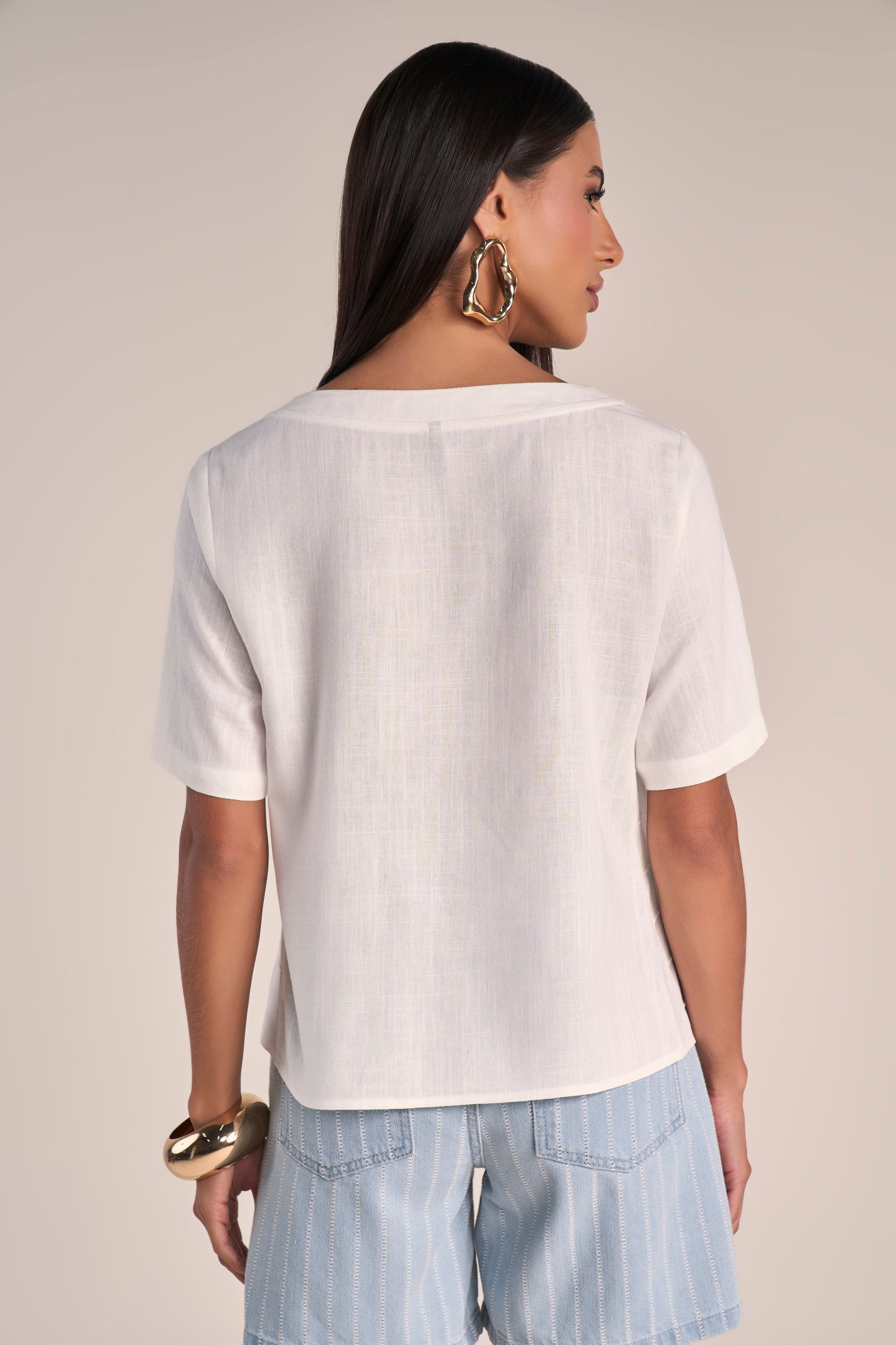 blusa viscose manga curta com nervuras