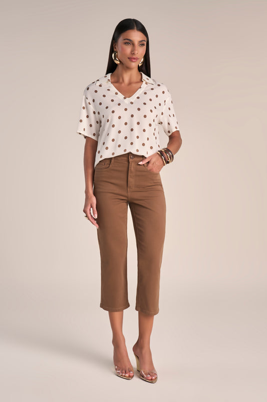 blusa viscose estampada manga curta com gola
