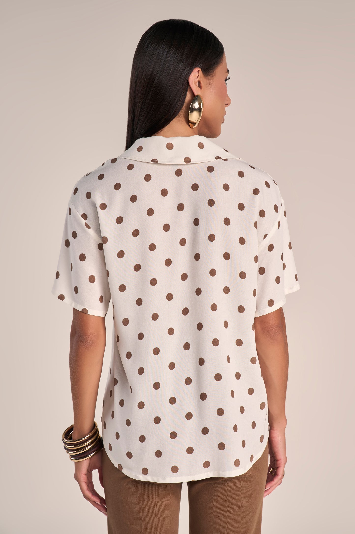 blusa viscose estampada manga curta com gola