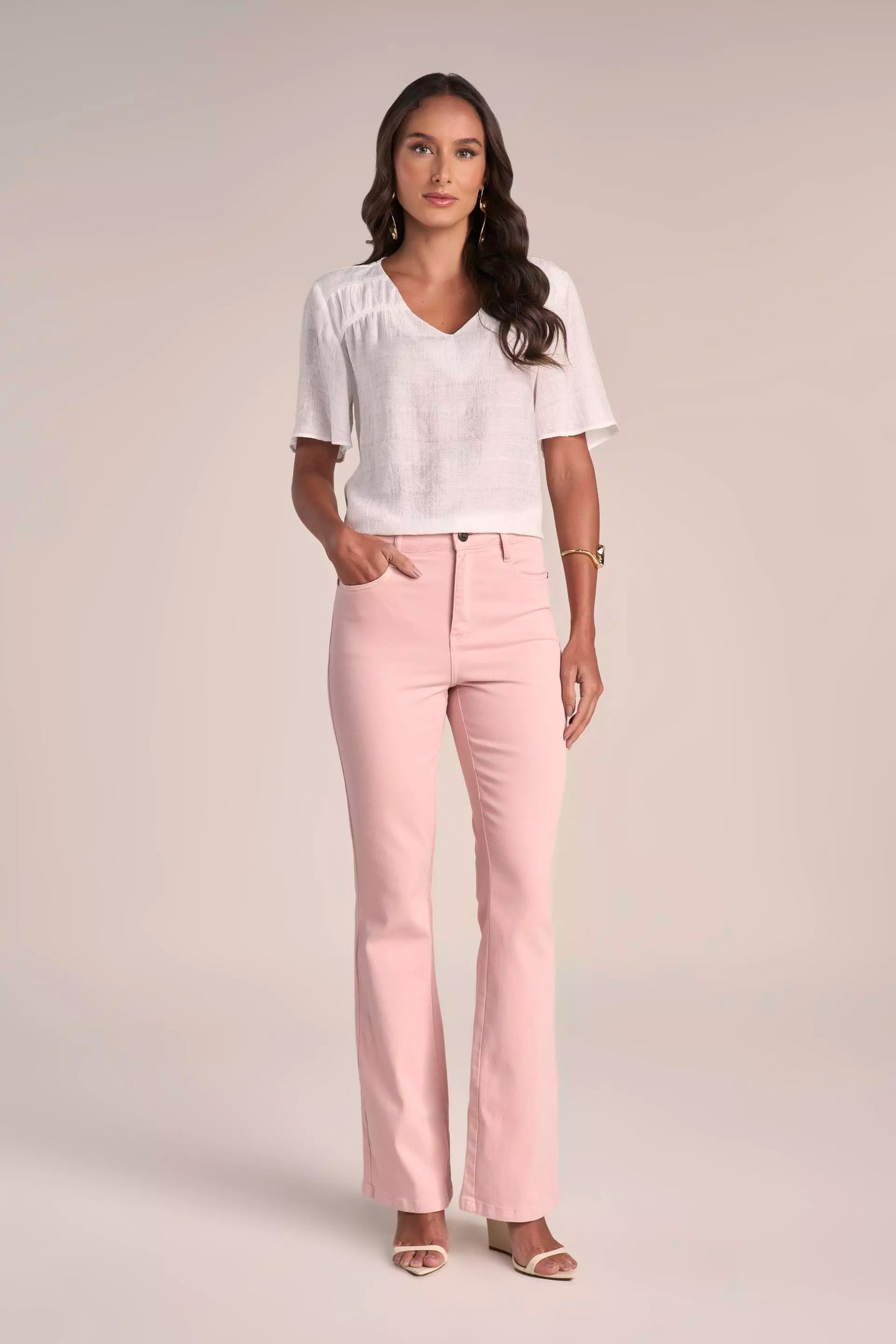 blusa viscose manga curta com detalhe franzido
