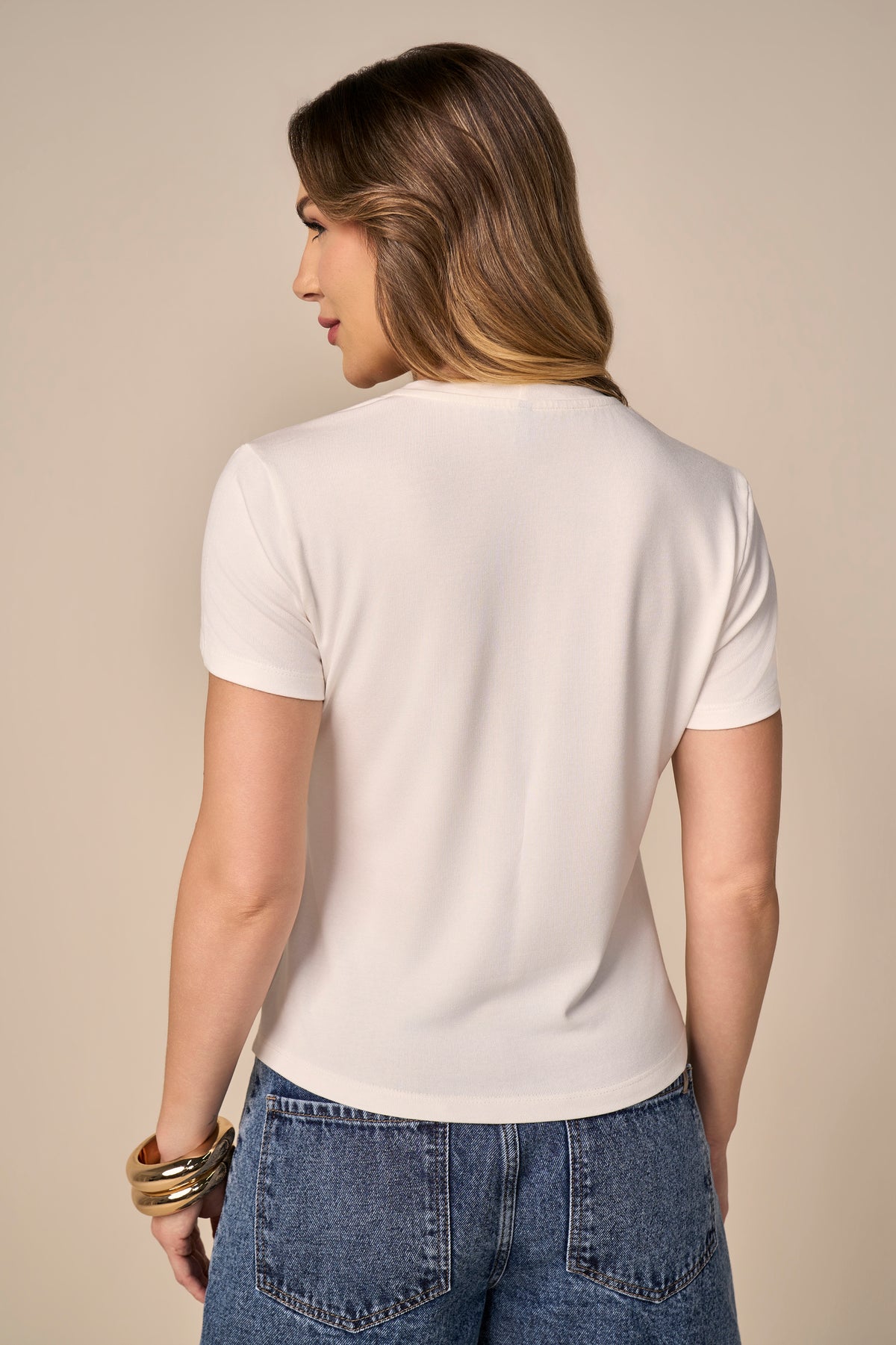 t-shirt malha manga curta com estampa pet