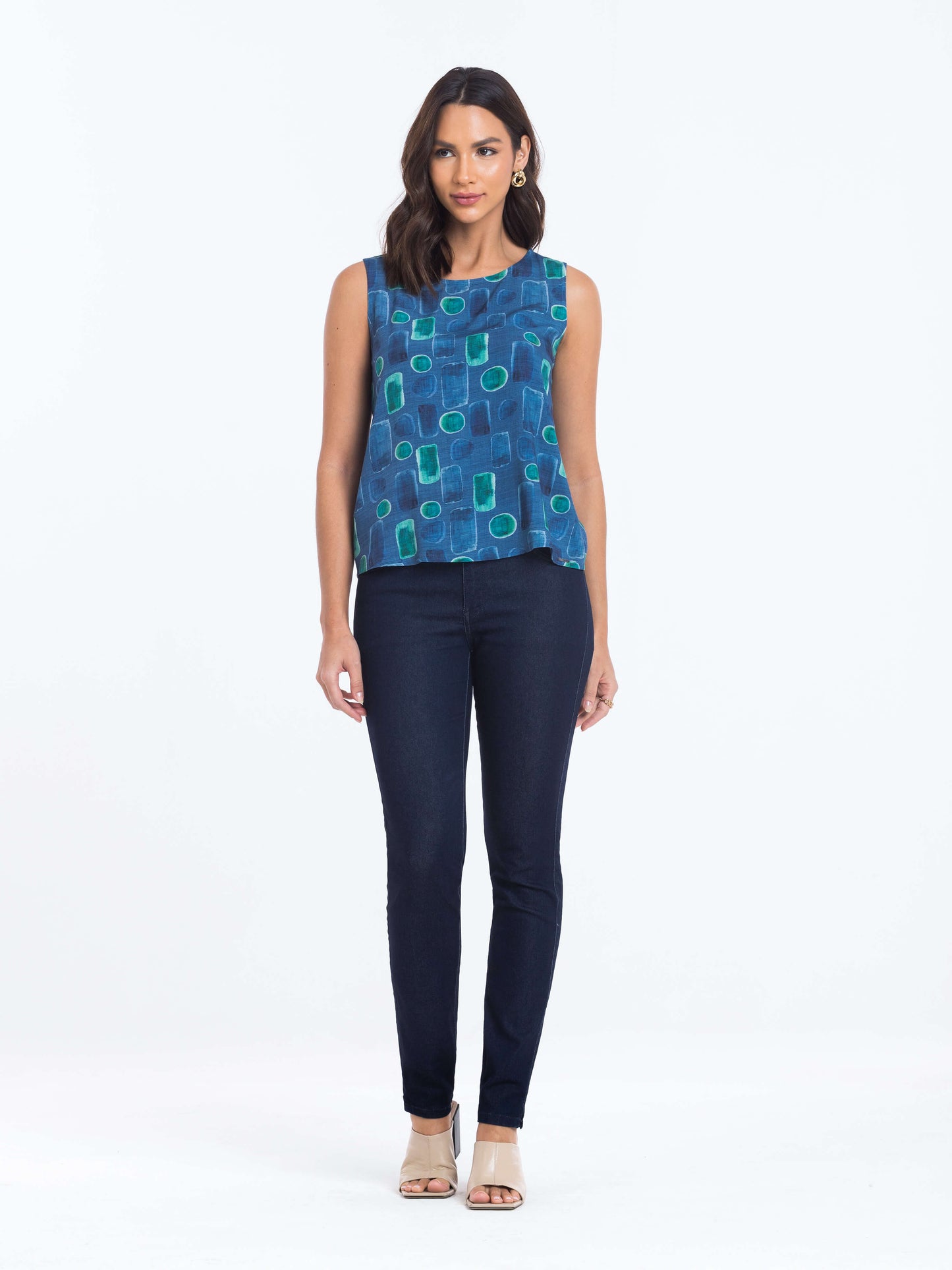 regata viscose alça larga estampada
