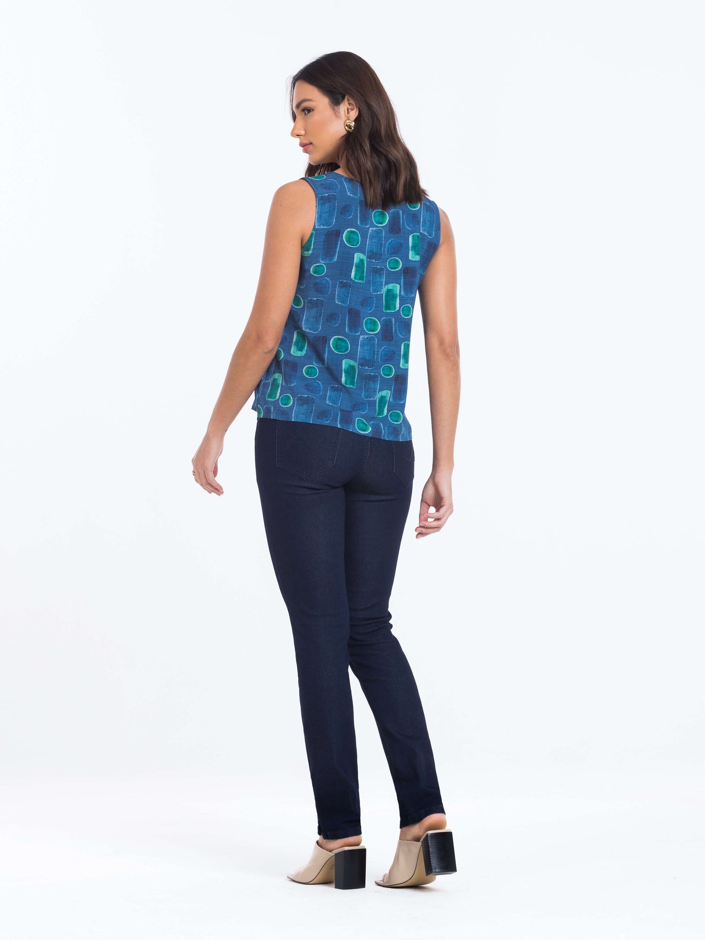 regata viscose alça larga estampada
