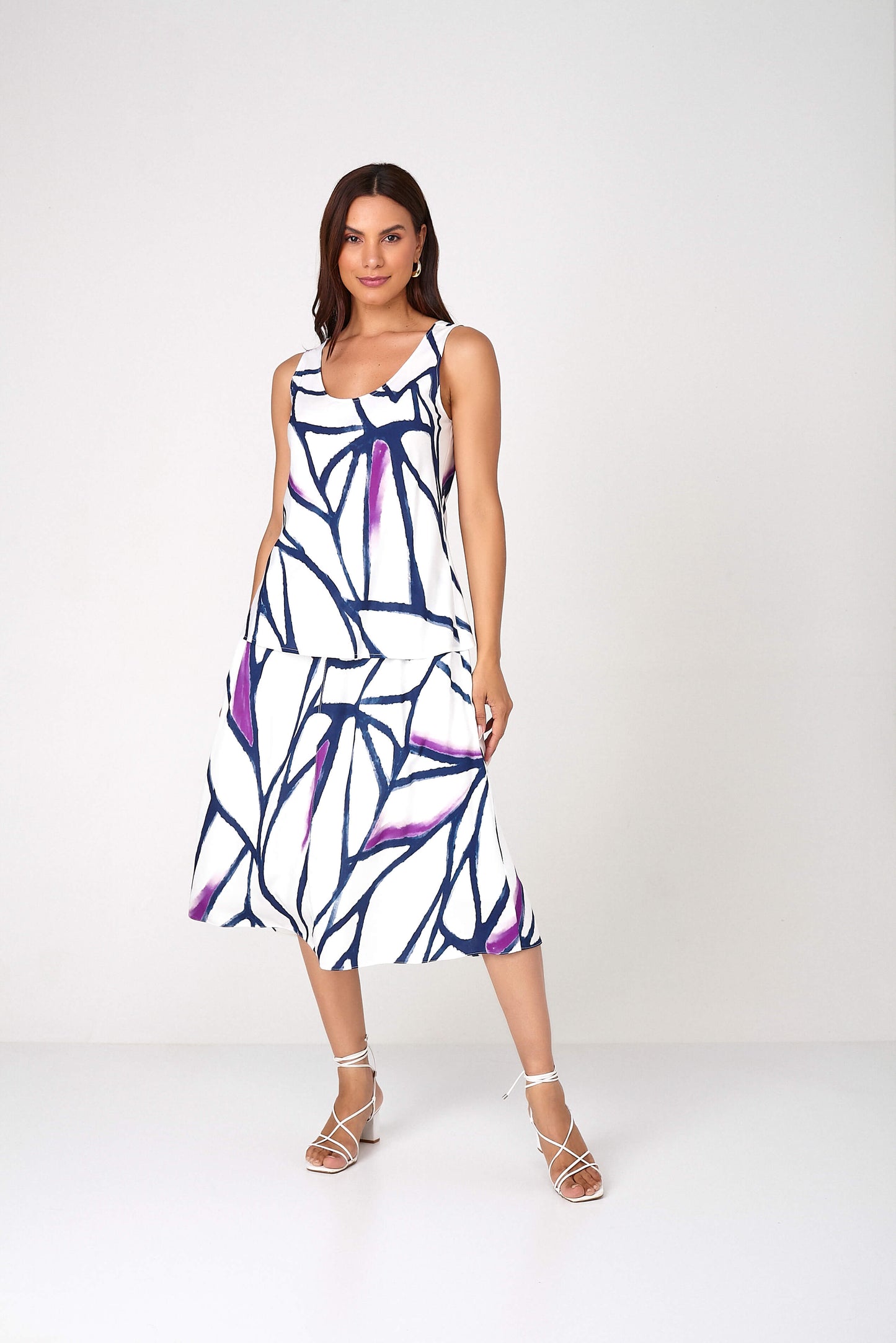 regata viscose alça fina estampada