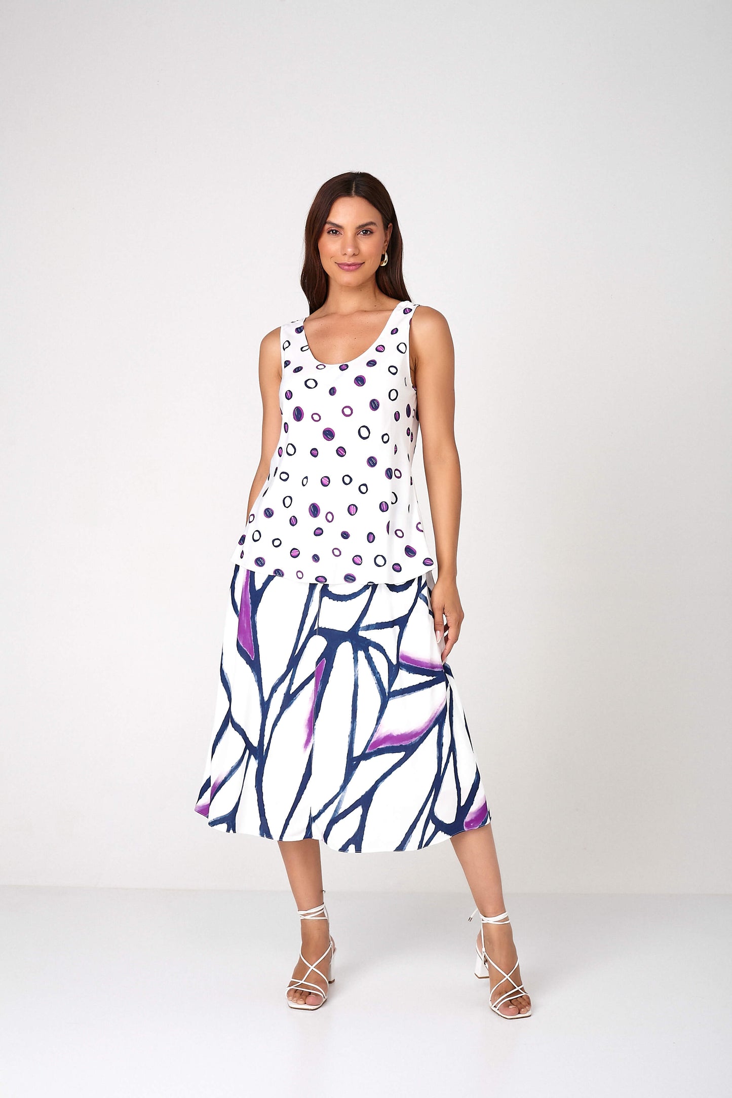 regata viscose alça fina estampada