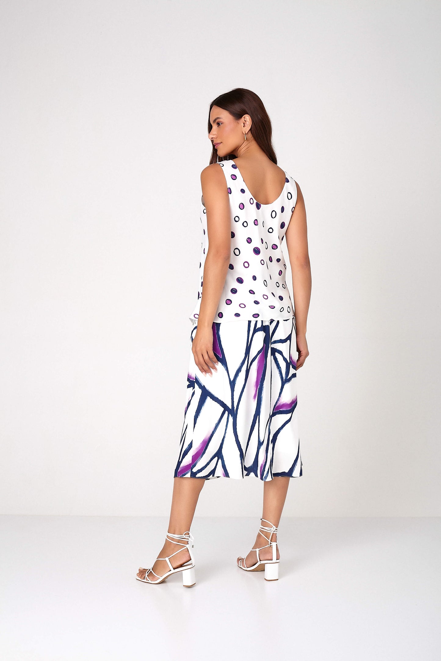 regata viscose alça fina estampada