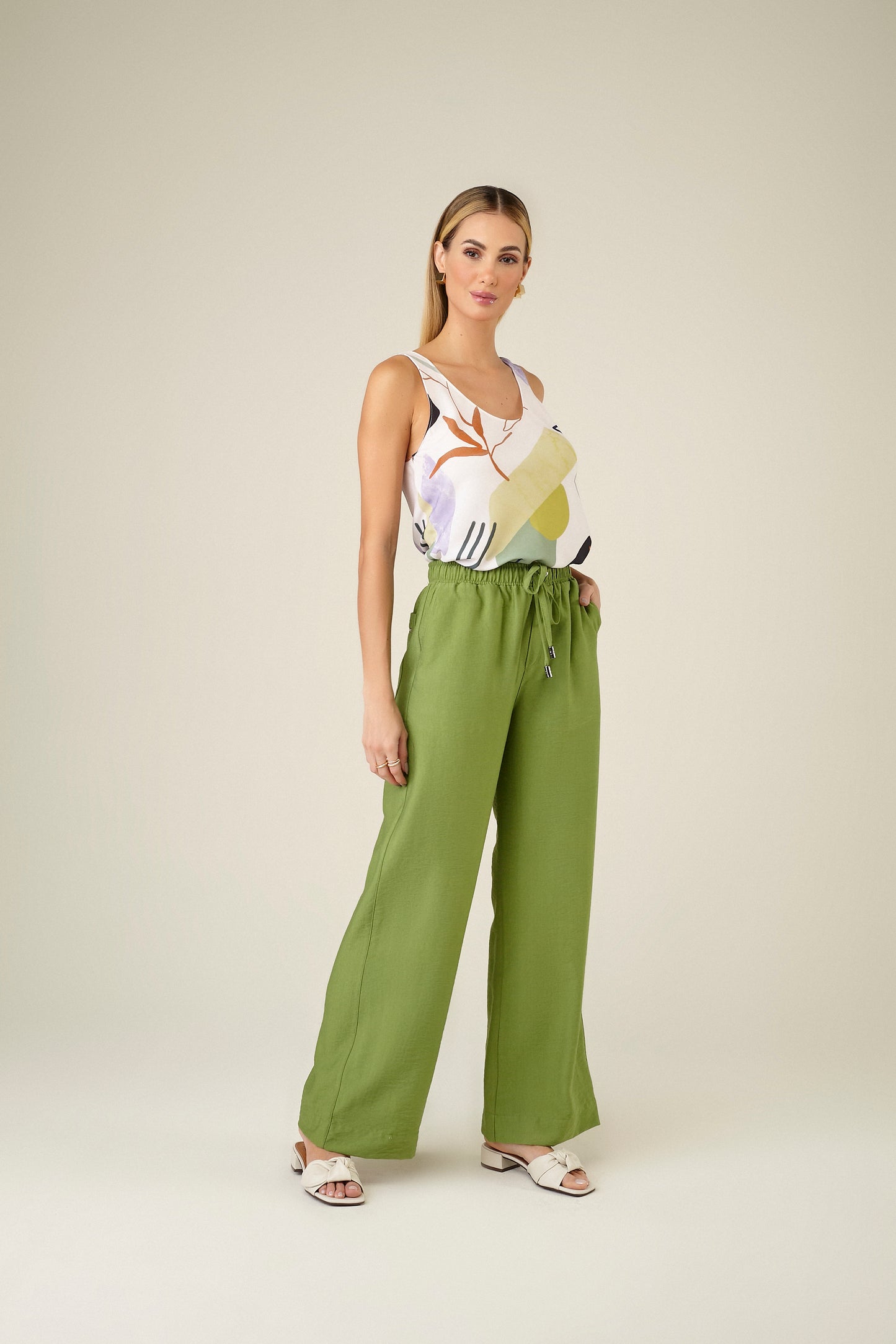 regata viscose alça fina estampada