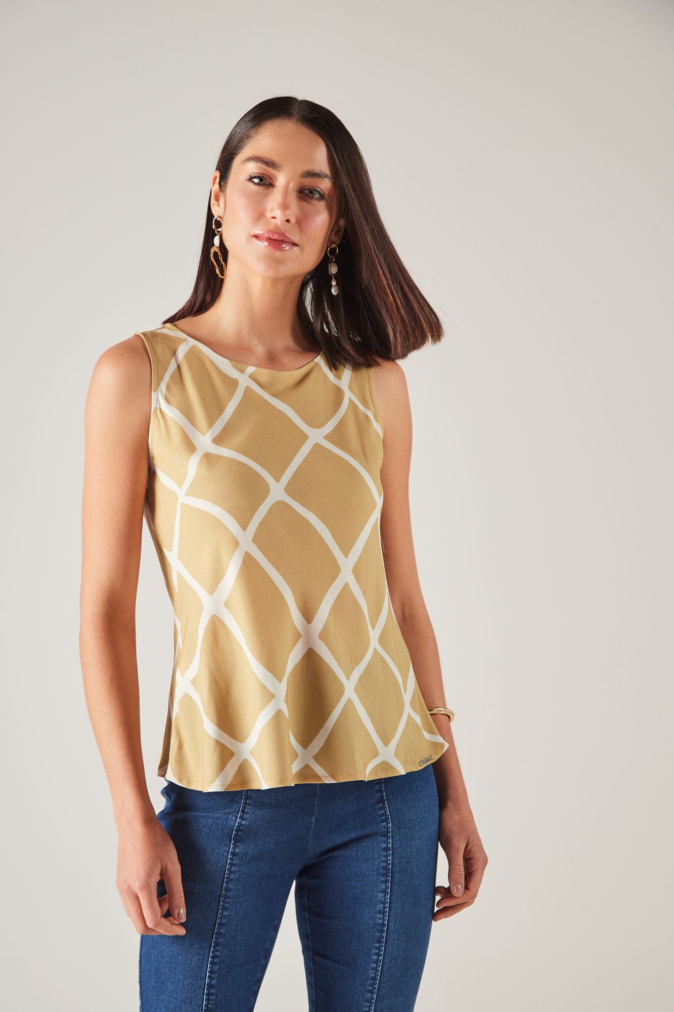 regata viscose alça larga estampada