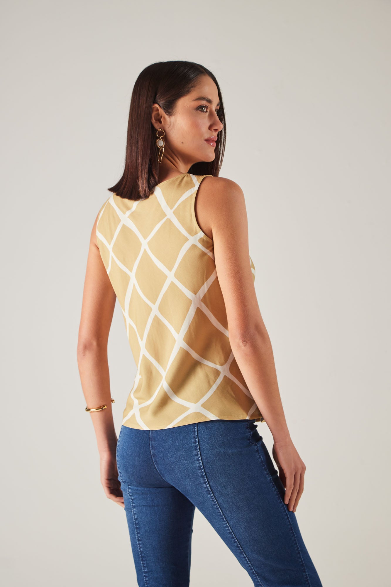 regata viscose alça larga estampada