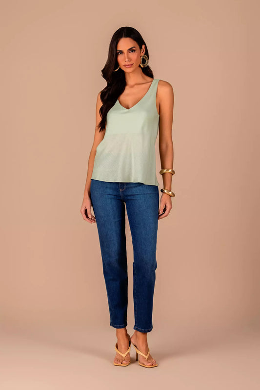 regata viscose alça fina com decote v