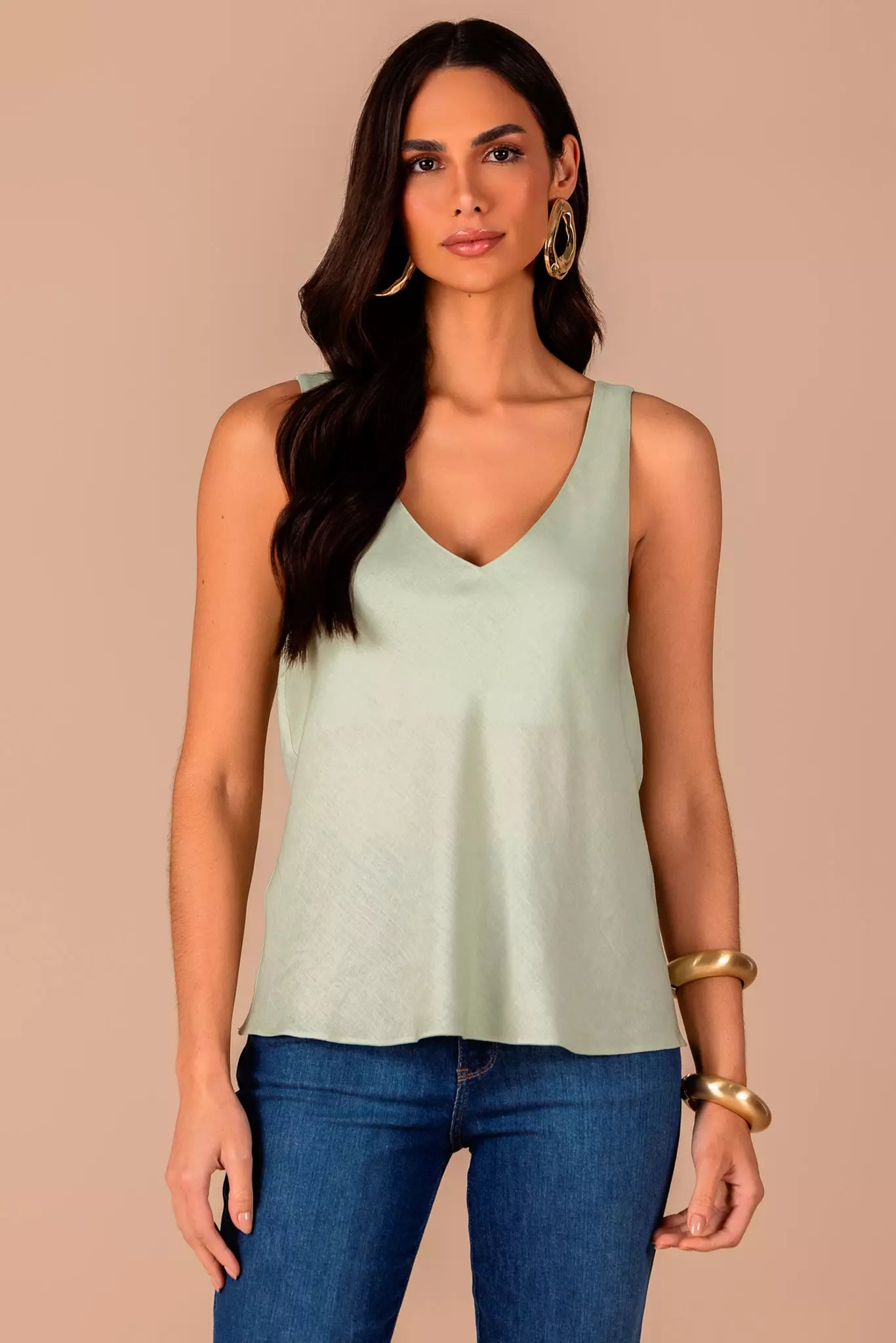 regata viscose alça fina com decote v