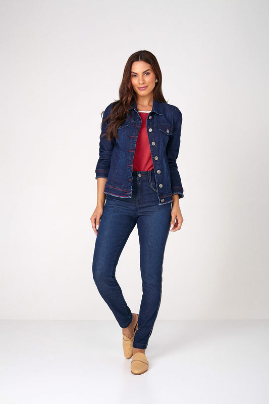 jaqueta jeans tradicional navy