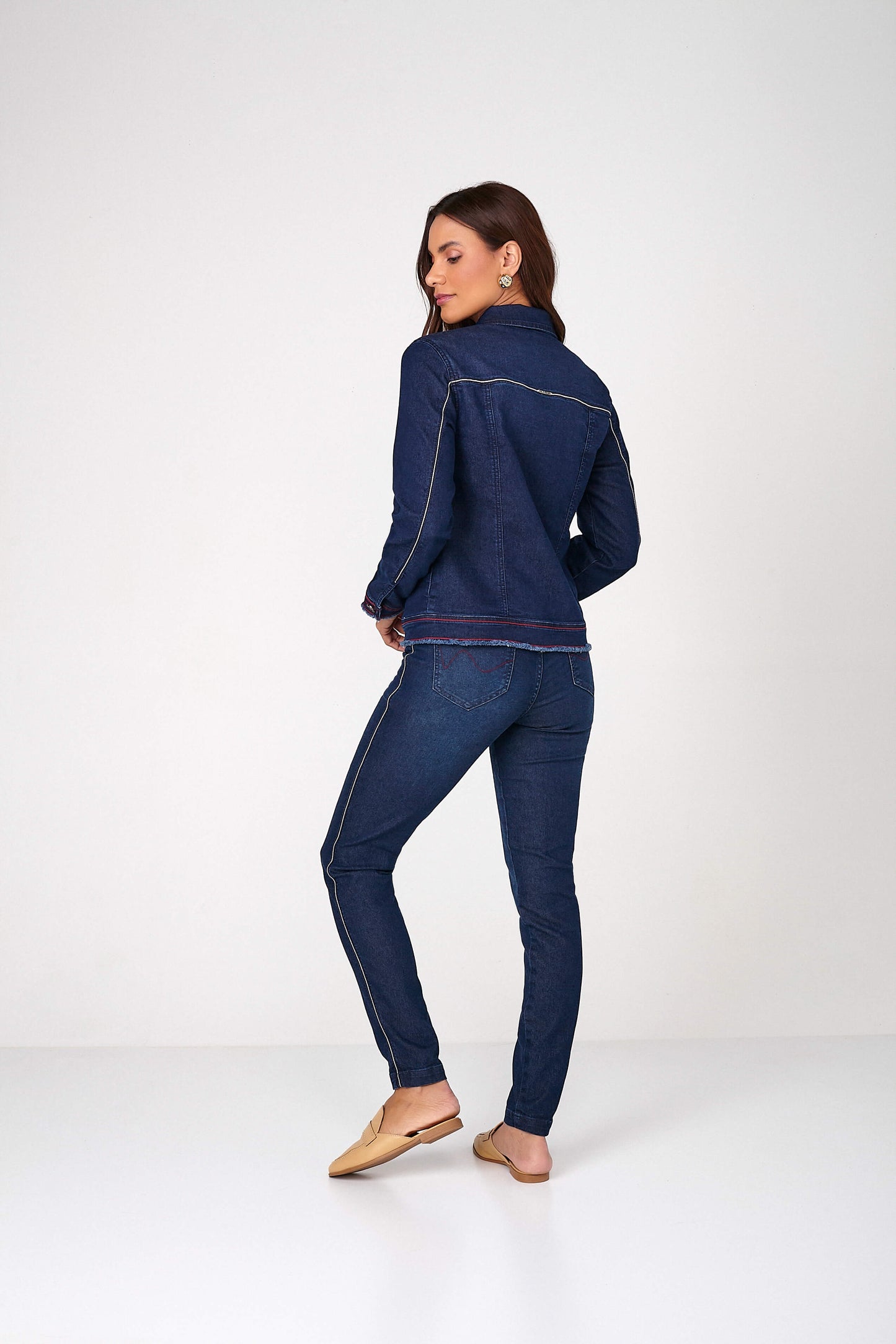 jaqueta jeans tradicional navy