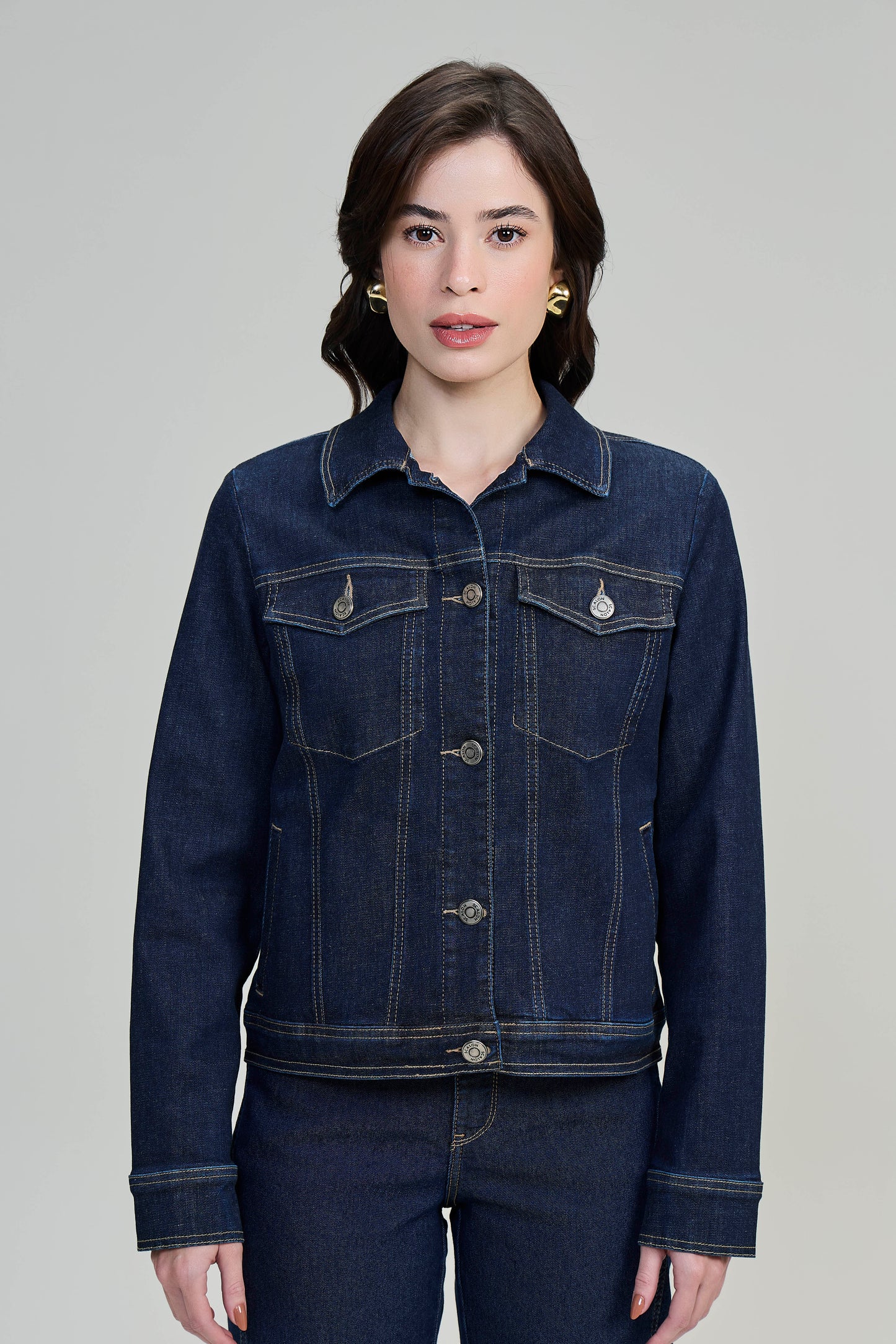 jaqueta jeans manga longa tradicional
