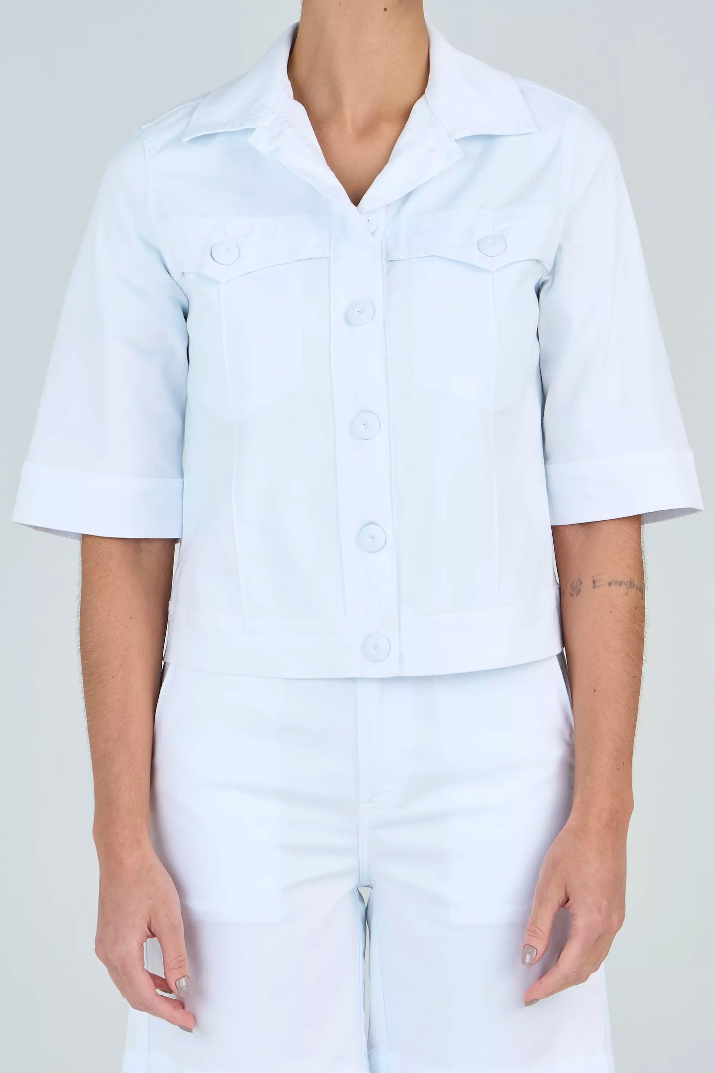 jaqueta sarja manga 3/4 com nervuras