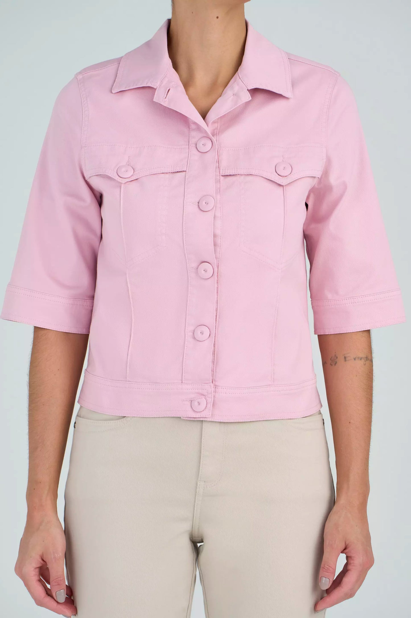 jaqueta sarja manga 3/4 com nervuras