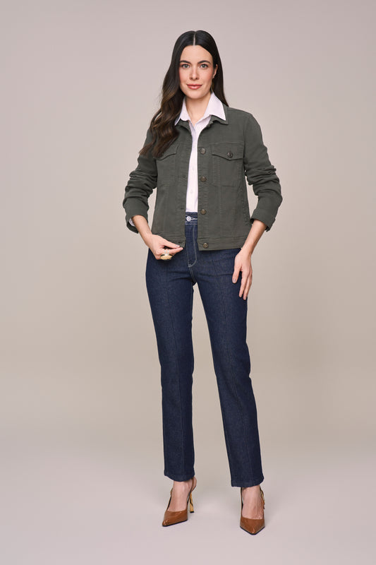 jaqueta malha color manga longa tradicional com bolsos