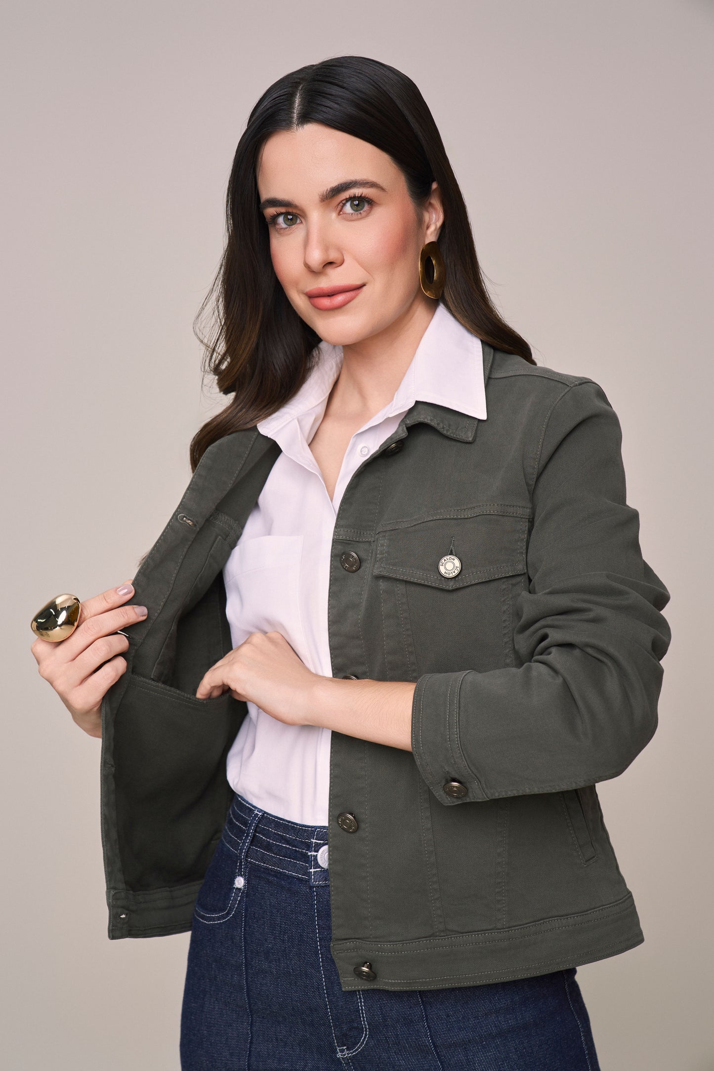 jaqueta malha color manga longa tradicional com bolsos