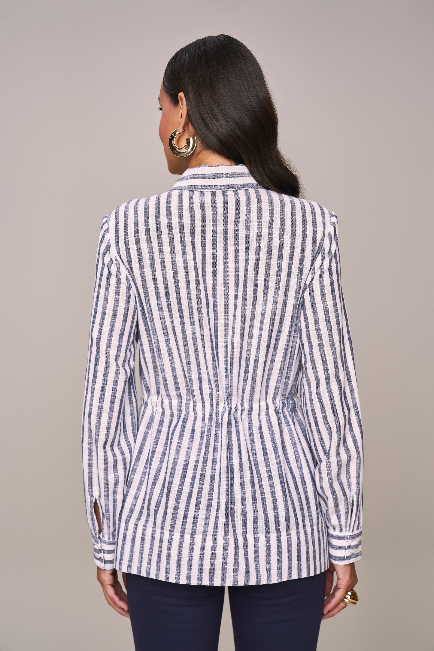 parka algodão manga longa listrada com amarração