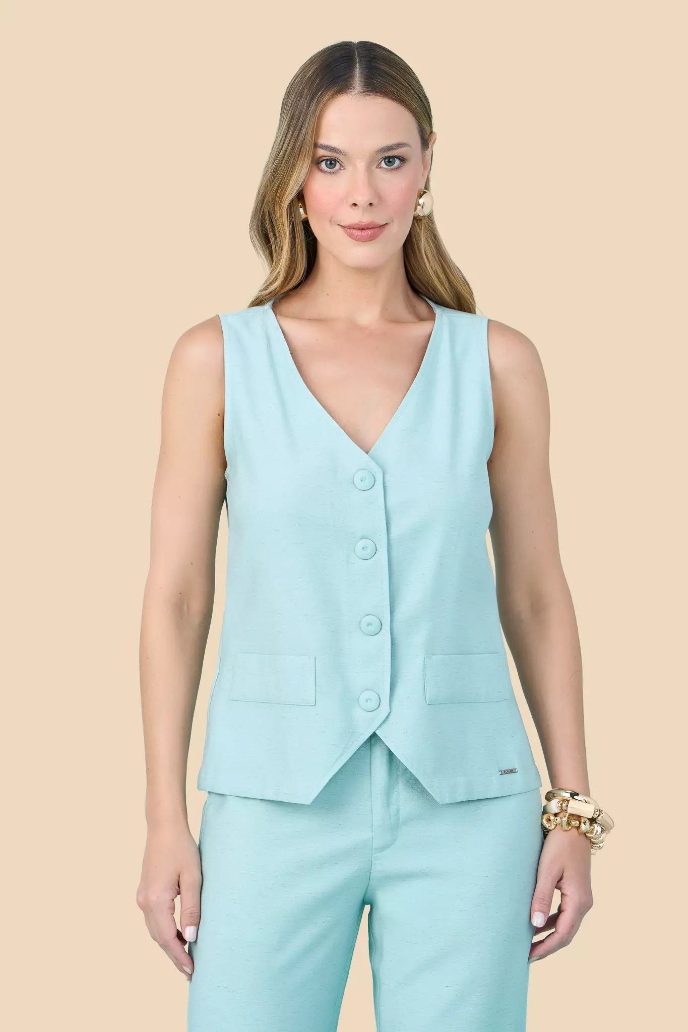 colete viscose com lapelas