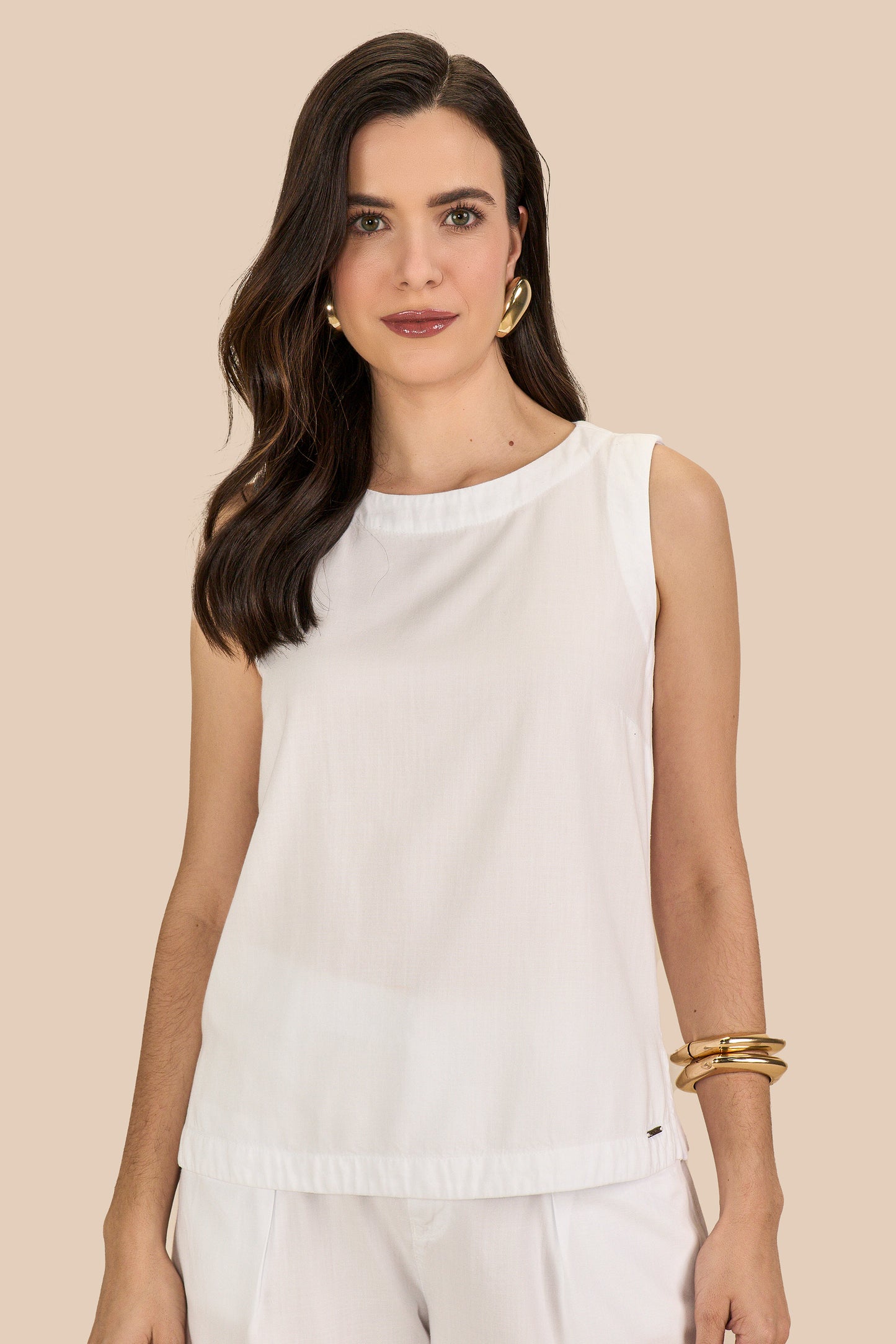 conjunto sarja regata alça larga e bermuda midi com cós de elástico