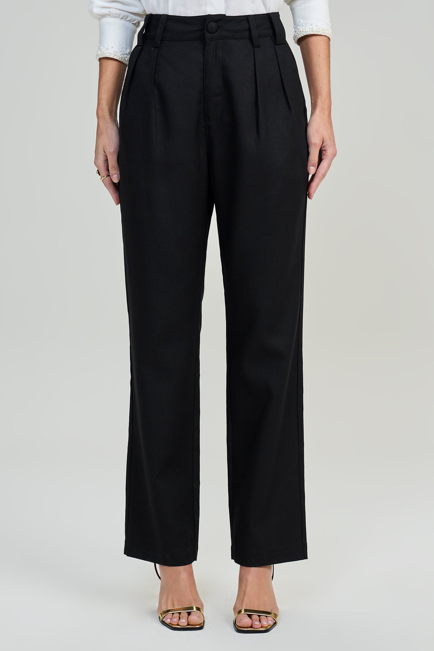 conjunto viscose jaqueta manga longa e calça reta com detalhe passante