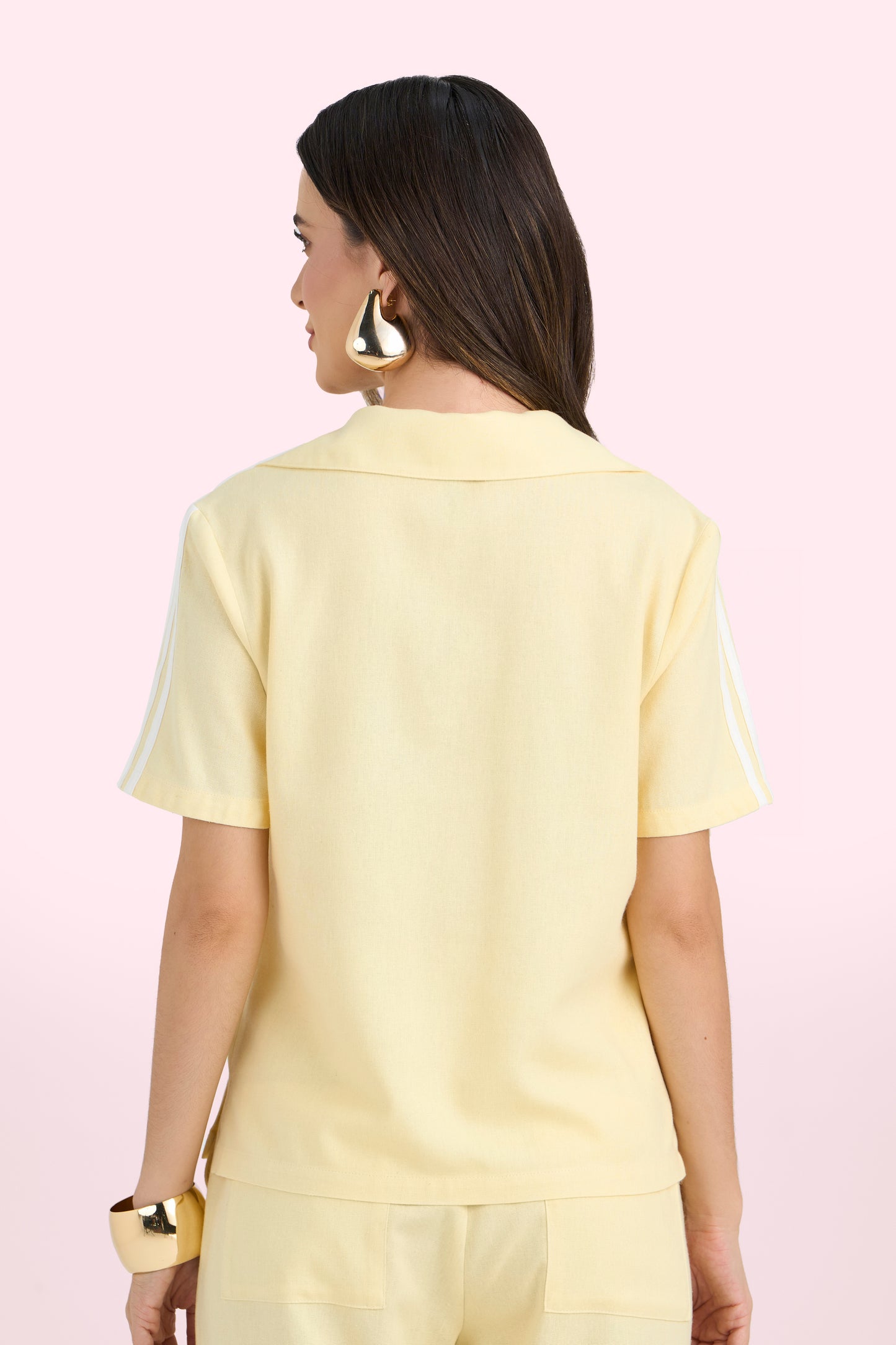 conjunto viscose blusa manga curta e calça pantalona com cós de elástico