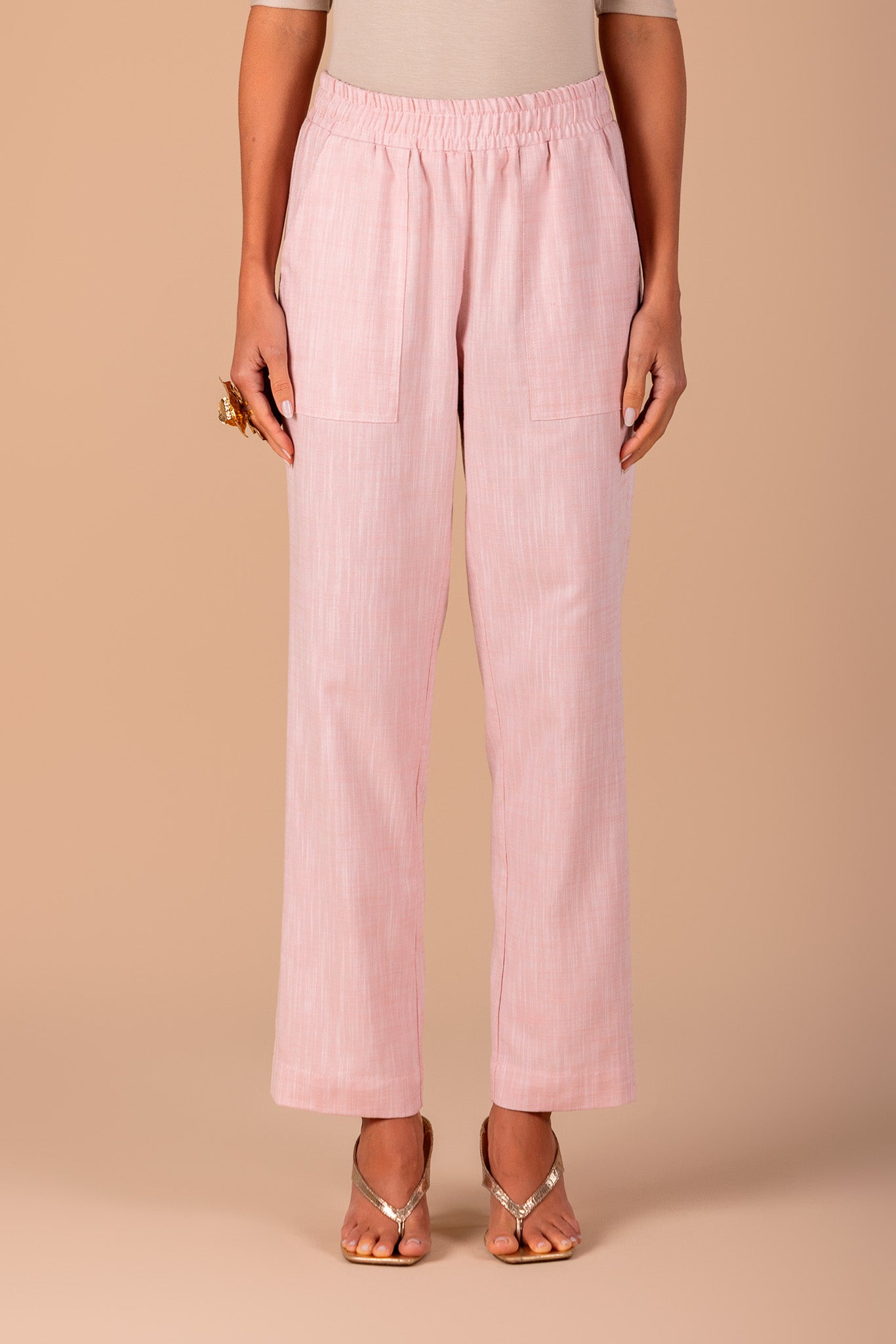 conjunto algodão regata alça larga e calça reta com elástico