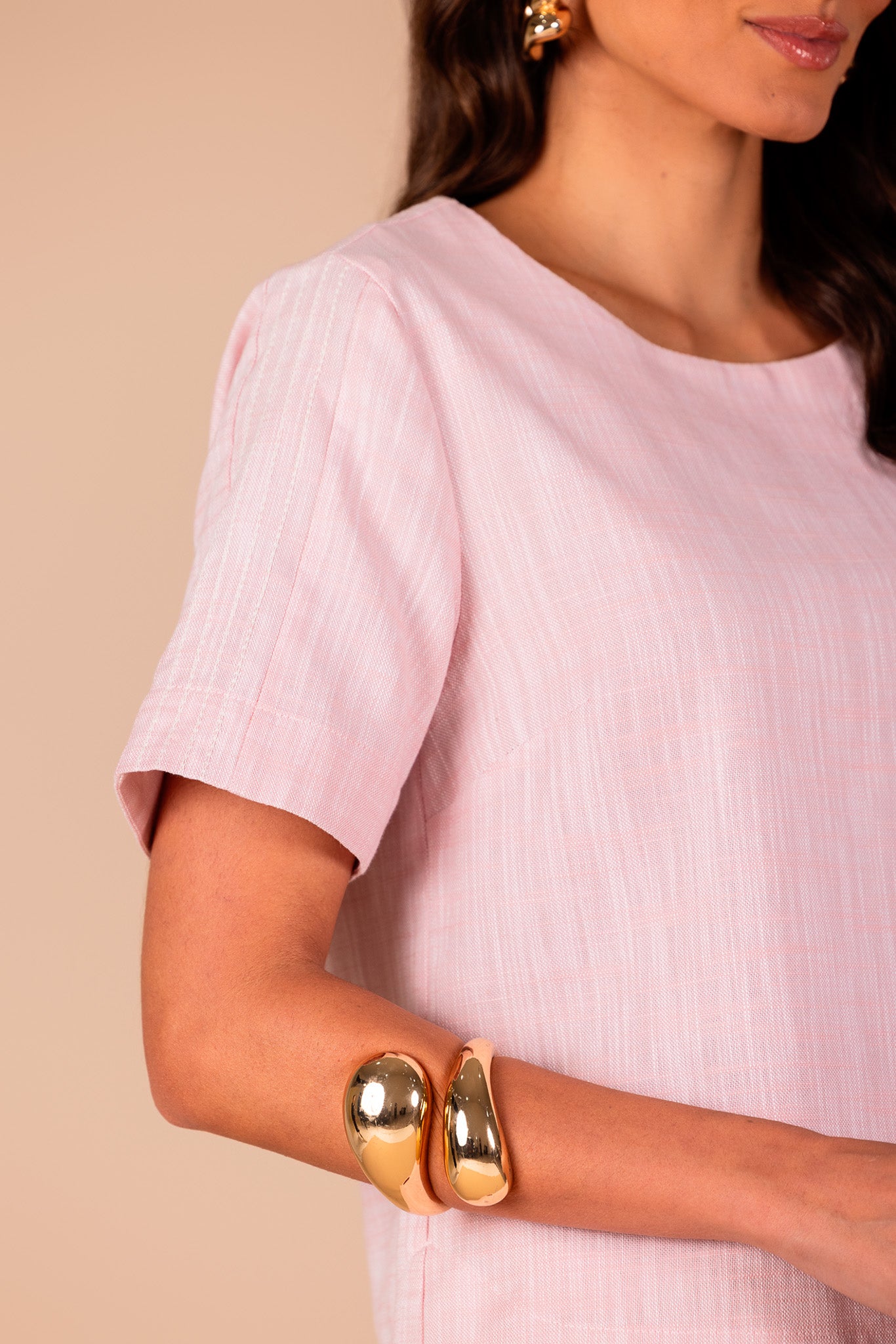 conjunto algodão blusa manga curta e calça pantcropped com ponto corrente