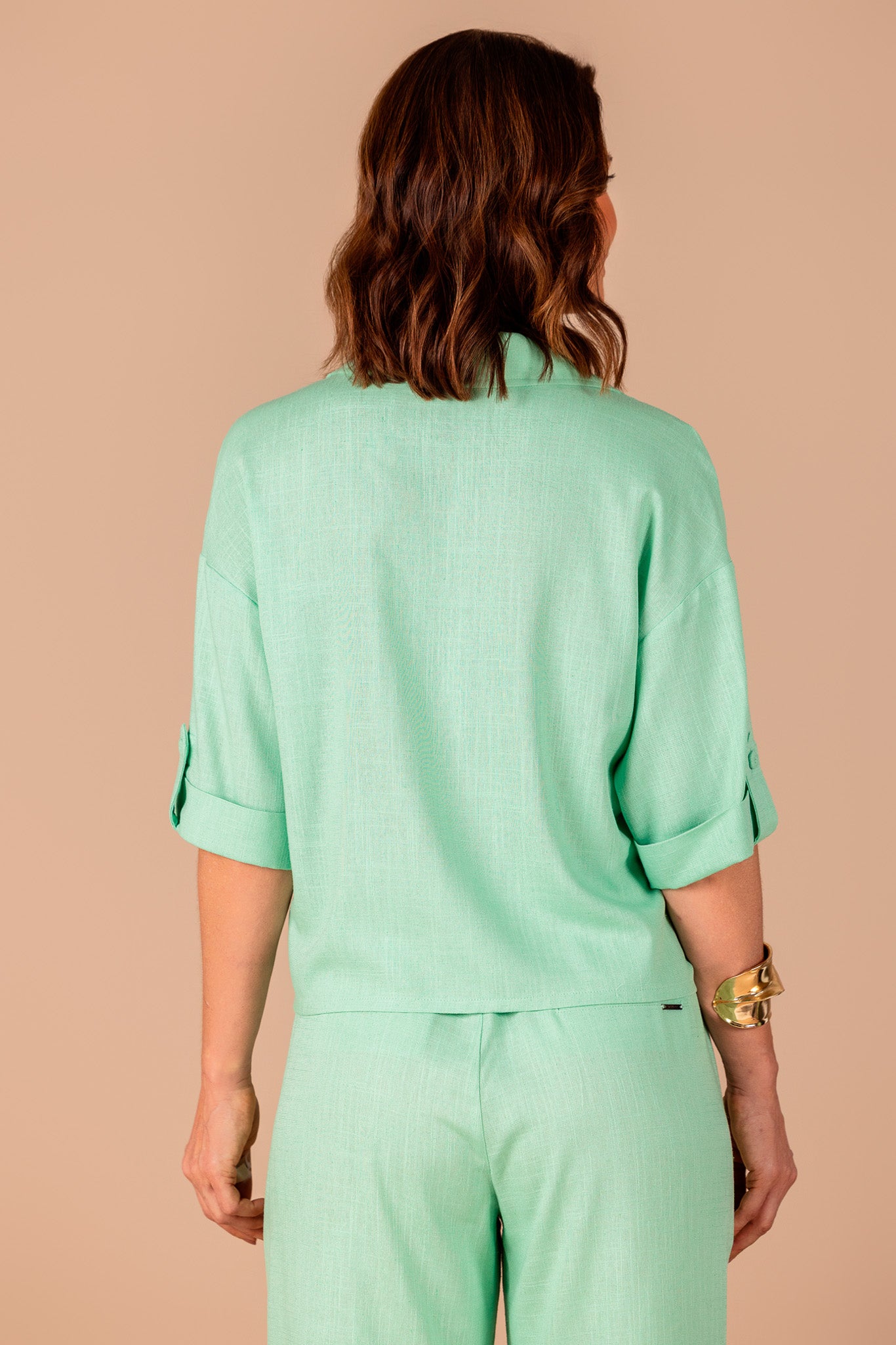 conjunto viscose camisa manga curta e calça reta cós de elástico