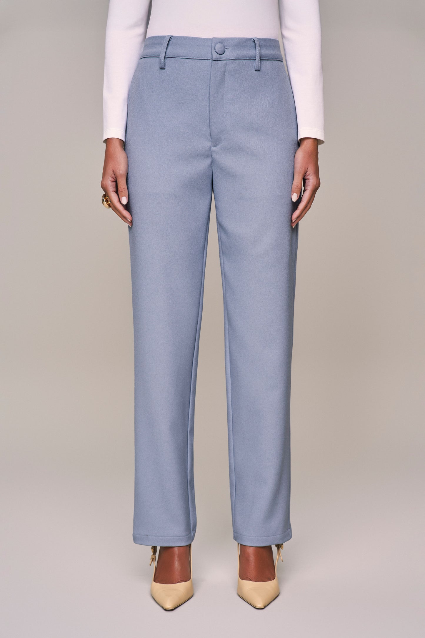 conjunto crepe casaco manga longa e calça reta alfaiataria