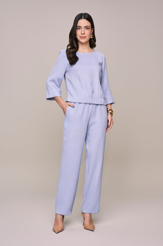 conjunto viscose blusa manga 3/4 e calça reta com intermediária