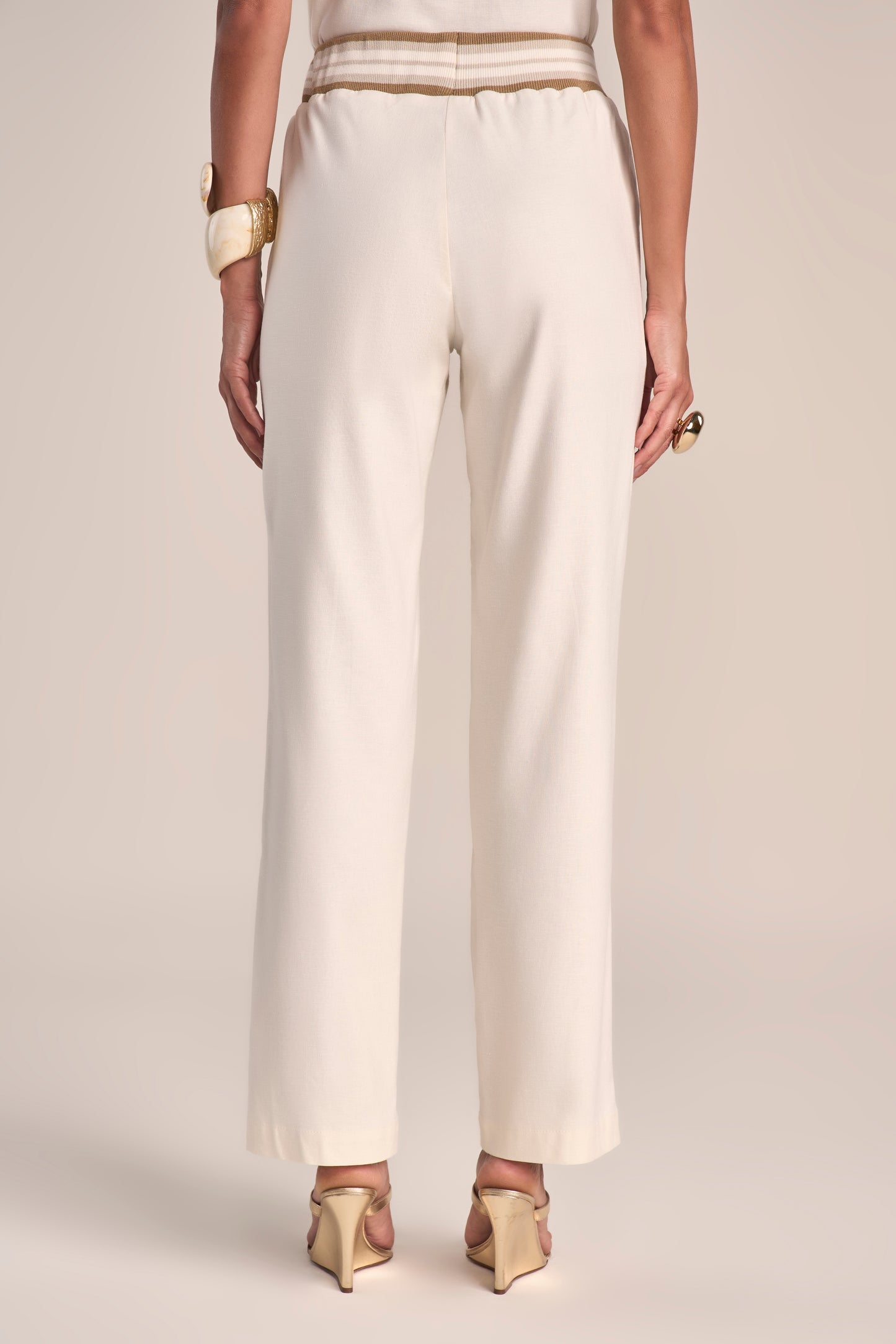 Conjunto Viscose Blusa sem Manga e Calça Reta Cós de Tricot