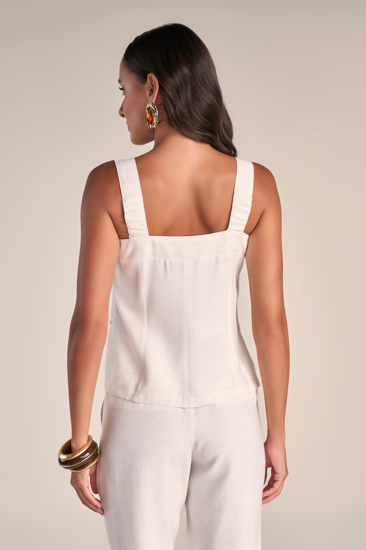 Conjunto Viscose Blusa sem Manga e Calça Mom Alfaiataria
