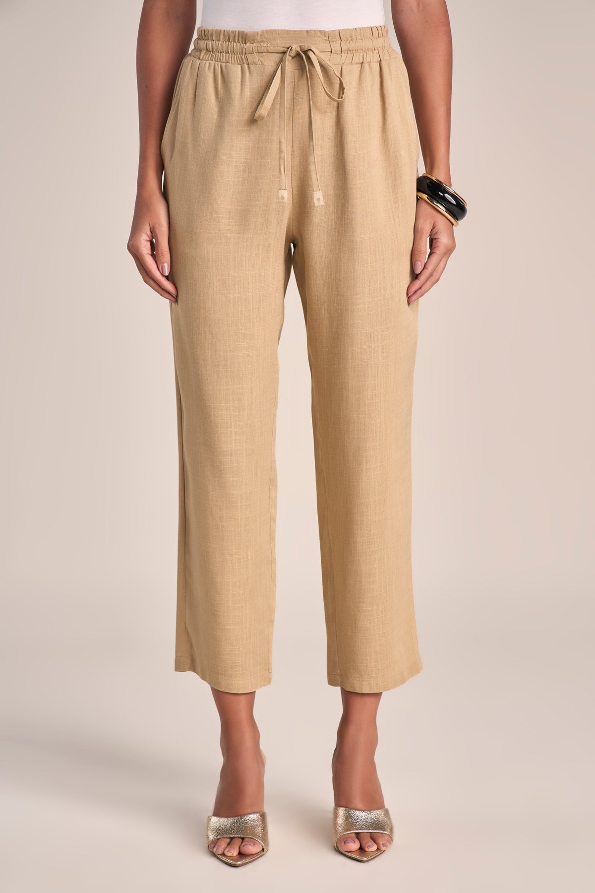 Conjunto Viscose Regata com Botões e Calça Pantcropped Cós de Elástico