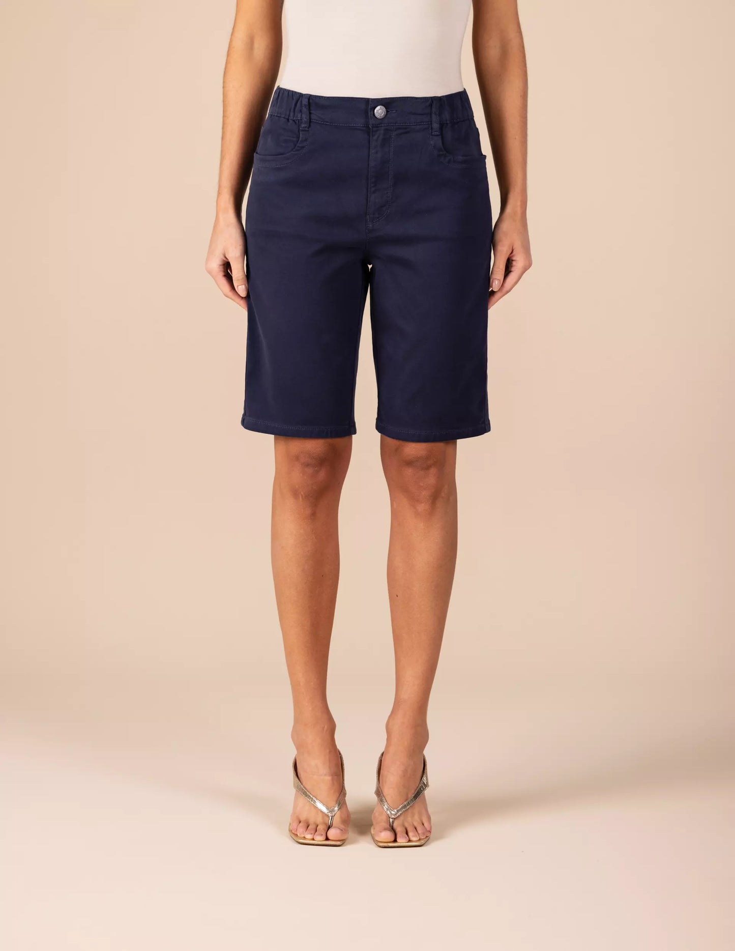 bermuda malha color ciclista cintura intermediária com elástico